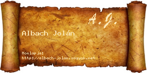 Albach Jolán névjegykártya