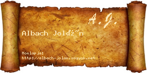Albach Jolán névjegykártya