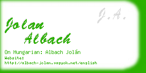 jolan albach business card